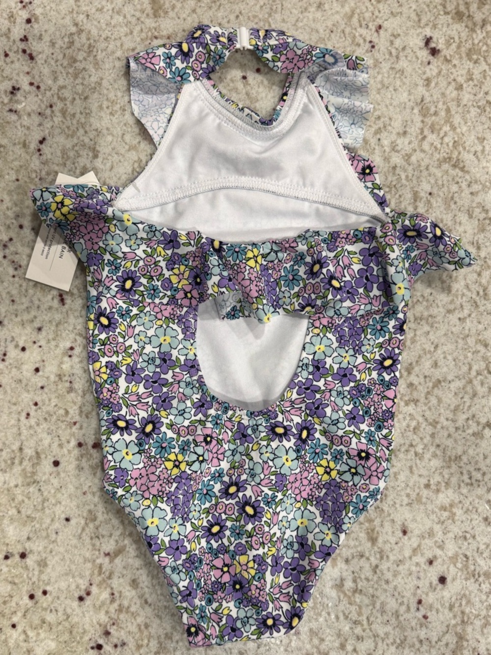NWT Jane and Jack Floral Ruffle One-Piece Swimsuit - Purple Multi - Picture 3 of 3
